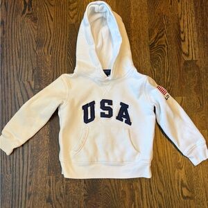 Polo Ralph Lauren USA Hoodie Toddler 4/4T White & Blue with Flag